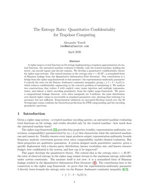 The Entropy Ratio: Quantitative Confidentiality for Trapdoor Computing